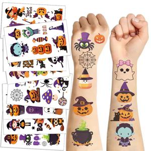 10 시트 할로윈 호박 문신 스티커 임시 가짜 문신 팔 손 바디 Waterdichte Tatouages ​​어린이 장난감 선물
