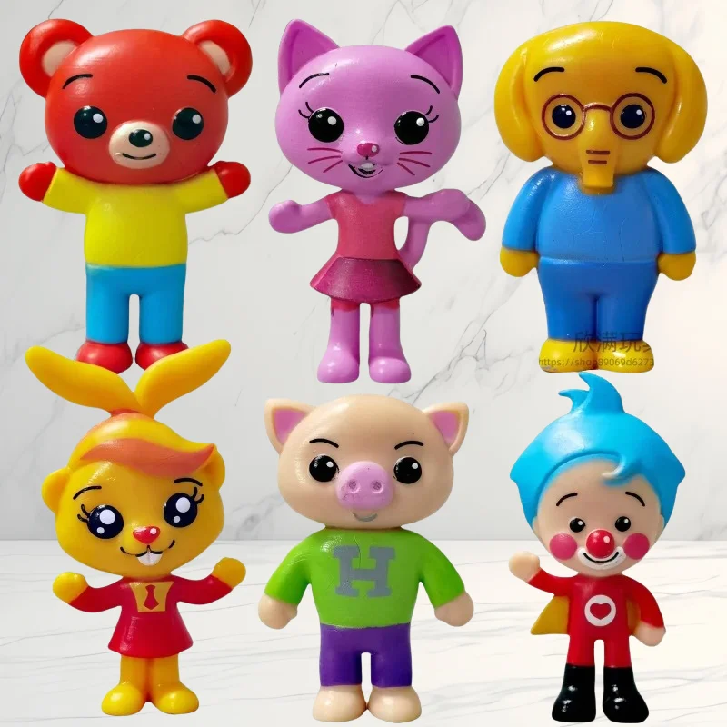 6 개/대 귀여운 Plim Clown 애니메이션 그림 장난감 PVC 계몽 교육 모델 인형 어린이 선물 책상 장식