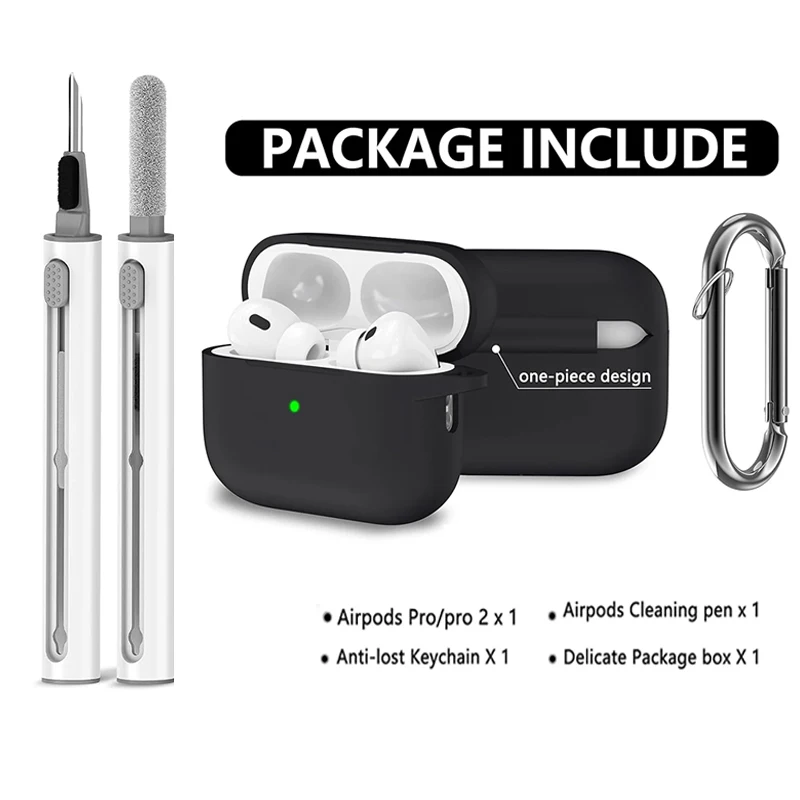 Apple Airpods pro 케이스 이어폰 액세서리 무선 블루투스 헤드셋 실리콘 에어 포드 프로 2 커버 (클리너 키트 포함)