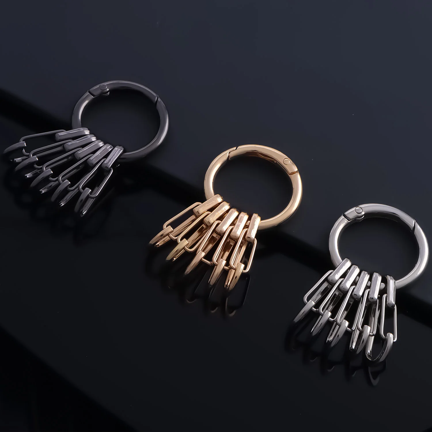 DIY 개방형 라운드 Carabiner 키 체인 클립 후크 버클 커넥터에 대 한 5pcs 후크 버클과 금속 O 링 스프링 걸쇠