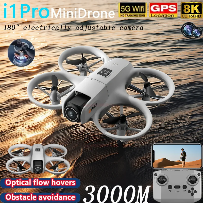 i1PRO NEW 미니 드론 전문가용 8K HD 카메라 WIFI 브러시리스 FPV 플로우 스크린 원격 제어 방지 항공 UAV 장난감 선물