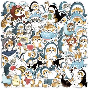 10/30/50PCS 귀여운 상어 후드 재미 고양이 스티커 데칼 장식 가방 Scrapbooking 노트북 전화 편지지 장난감 선물