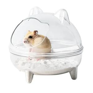 햄스터 변기 친칠라 목욕 하우스 골든 베어 욕실, 완전 투명 시야, Gerbil 기타 작은 햄용 유출 방지
