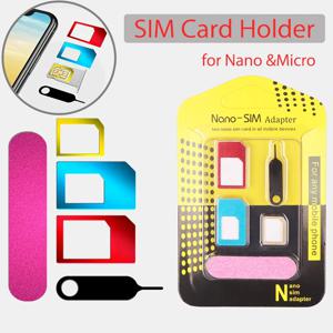 나노 마이크로 Sim 어댑터 5-in-1 금속 카드 케이스 휴대 전화 카드 슬리브 소형 카드-대형 카드 슬롯 복원기 표준 Sim 카드