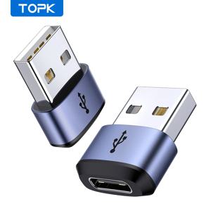 TOPK AT13 USB C-USB 수 어댑터, USB 암 (C타입)-USB 2.0 수 (USB-A) 고속 충전 및 데이터 동기화 OTG 어댑터 커넥터