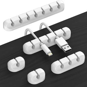 VIKEFON 케이블 코드 와이어 정리함 실리콘 USB 케이블 와인더 관리 클립, 아이폰용 마우스 키보드 헤드셋용 자체 접착