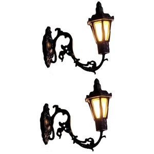 2pcs 인형 집 벽 램프 모델 정원 마당 샹들리에 모래 테이블 Led 라이트 인형 집 장식 재료 따뜻한 화이트