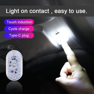 1pcs 미니 USB 유형 C 충전 LED 야간 조명 6/8 SMD 터치 센서 자동차 분위기 램프 옷장 서랍 주방 감지 벽 조명