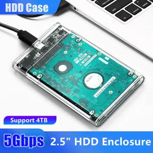 USB 3.0 투명 HDD 케이스 2.5인치, 타입 C 마이크로 케이블 외장 하드 드라이브 디스크 케이스 2.5인치 SATA 박스 HDD SSD 컴퓨터용