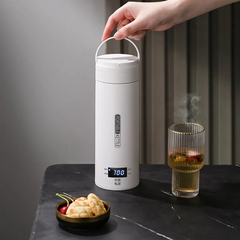 500ML 여행 전기 T 주전자 빠른 끓는 물 휴대용 아기 우유 따뜻한 주전자 304 스테인레스 스틸 온도 주전자