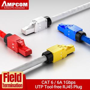 AMPCOM RJ45 커넥터 모듈러 플러그, Cat6 Cat6A UTP 스테커 네트워크 툴리스 커넥터, 이더넷 플러그 케이블 인터넷 도구 무료
