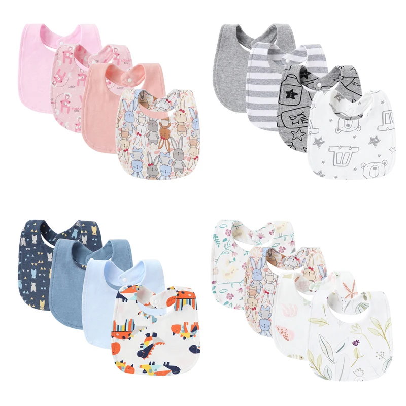4Pcs 아기 Bibs Burp Clothes 코튼 신생아 Bibs for Girls Boys 아기 물건 유아 액세서리 유아 타액 타월 베이비 케어