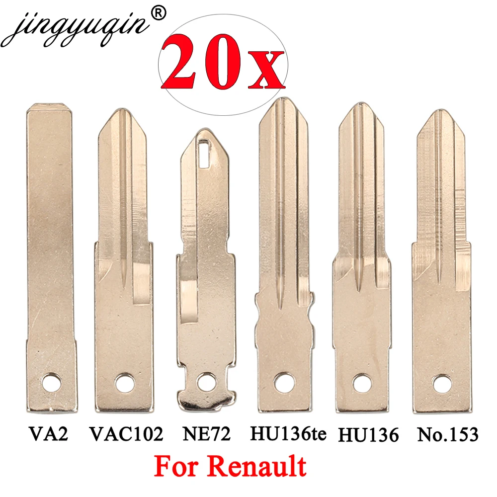 Jingyuqin 20pcs VA2 VAC102 Hu136te Ne72 Hu136 Renault 푸조 키 빈 VA6 Ne73 용 원격 Uncut 키 블레이드