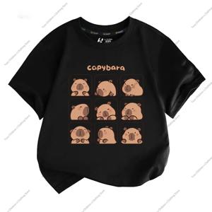 여름 새로운 트렌드 Capybara 인쇄 귀여운 어린이 반팔 티셔츠 귀여운 편안한 다목적 소년과 소녀 티셔츠
