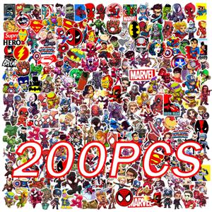 50/100/200Pcs 마블 귀여운 슈퍼 영웅 애니메이션 스티커 어벤저 스 노트북 스케이트 보드 오토바이 방수 스티커 어린이 장난감