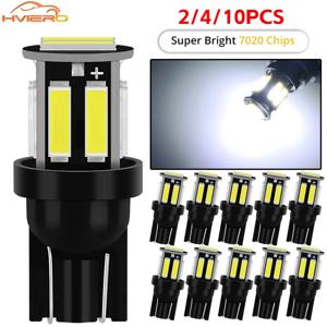 2/4/10X T10 W5W 10Led 7020 자동차 LED 194 168 웨지 회전 신호 역방향 돔 번호판 트렁크 독서 전구 흰색 클리어런스 라이트