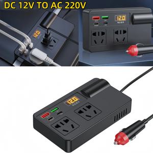 차량용 인버터 전력 변환기 200W DC 12V/24V - AC 220V 디지털 전압 표시 USB PD 타입-C QC 3.0 충전 스위치