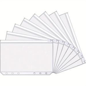 10Pcs A6 루스 리프 노트 6 홀 지퍼 가방 영수증 플래너 PVC 보관 가방 명함 홀더 ID 카드 보관 펜 케이스