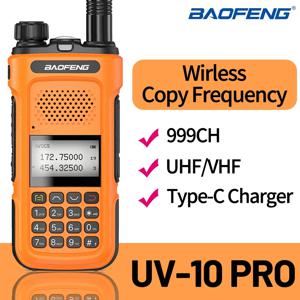 바오펑 UV-10R Pro 무전기 타입-C 충전기 무선 복사 주파수 VHF UHF 휴대용 양방향 무전기 999CH 여행 낚시용