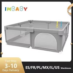 IMBABY 아기 놀이터 풀 링이있는 아기 놀이터 용 밝은 회색 Corralito 어린이 안전 장벽 울타리 볼 박스 게임 놀이터