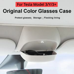 Tesla Model Y 3 3+ 용 자동차 안경 상자 오리지널 디자인 선글라스 썬 바이저 클립 카드 보관 수정 액세서리 2021-2024
