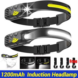 LED 센서 전조등 USB 충전식 Led 헤드 토치 내장 배터리 헤드 손전등 야외 캠핑 낚시 헤드 라이트 랜턴