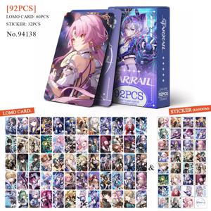 60 + 32 개/대 Honkai 스타 레일 카드 미니 스티커 코스프레 장난감 취미 컬렉션 카드 아이 크리스마스 선물