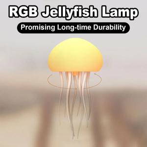 Jellyfish 밤 빛 부동 램프 대기 창조적 인 침대 옆 Usb 장식 조명 귀여운 방 장식 휴일 장식 매달리는