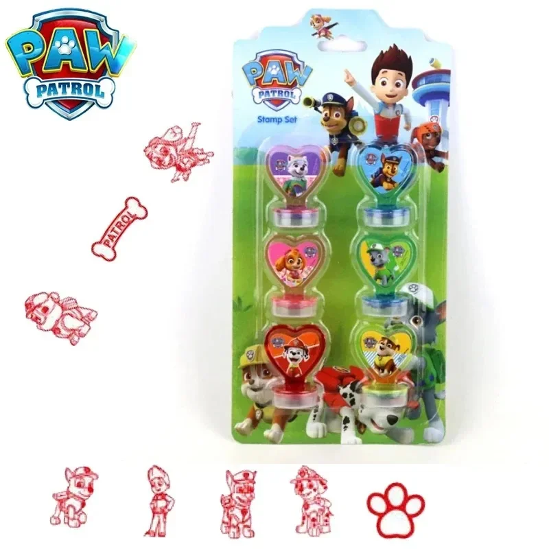 6 개/대 Paw Patrol 만화 스탬프 귀여운 Patrulla Canina 3D 방수 스탬프 초등 어린이 장난감 어린이 생일 크리스마스 선물