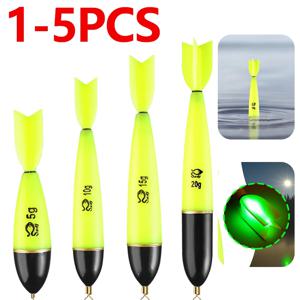 1-5pcs 낚시 수레 빛나는 낚시 액세서리 낚시 밤 플로트 밤 낚시 바다 바다 바위 낚시를위한 Bobbers 조명