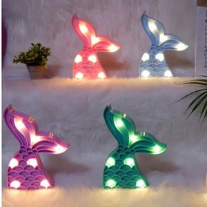 인어 꼬리 LED 밤 빛 실내 램프 파티 홈 침실 귀여운 심장 키즈 장식 만화 크리스마스 소녀 선물 빛