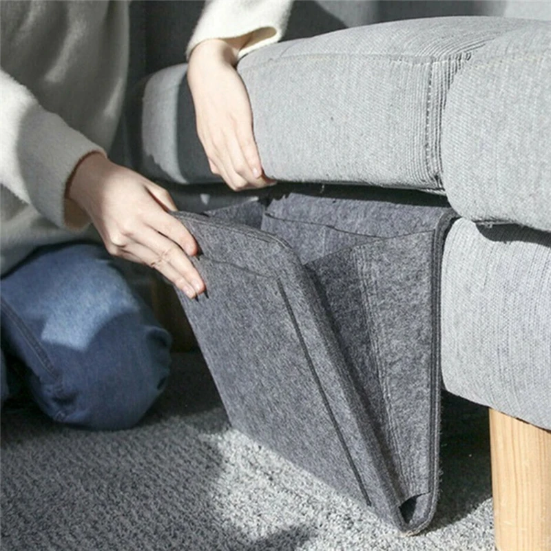 아기 침대 걸이형 정리함 – 소파 및 침대 옆, 리모콘 및 장난감 보관 솔루션을 위한 펠트 보관 포켓