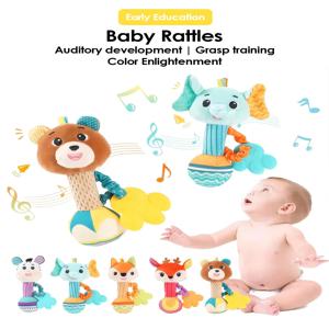 1pcs 0-6 개월 치과 껌 손 그립 봉제 인형 연습을 물 수 있습니다 부모 아기 대화 형 퍼즐 딸랑이 진정 장난감을 파악