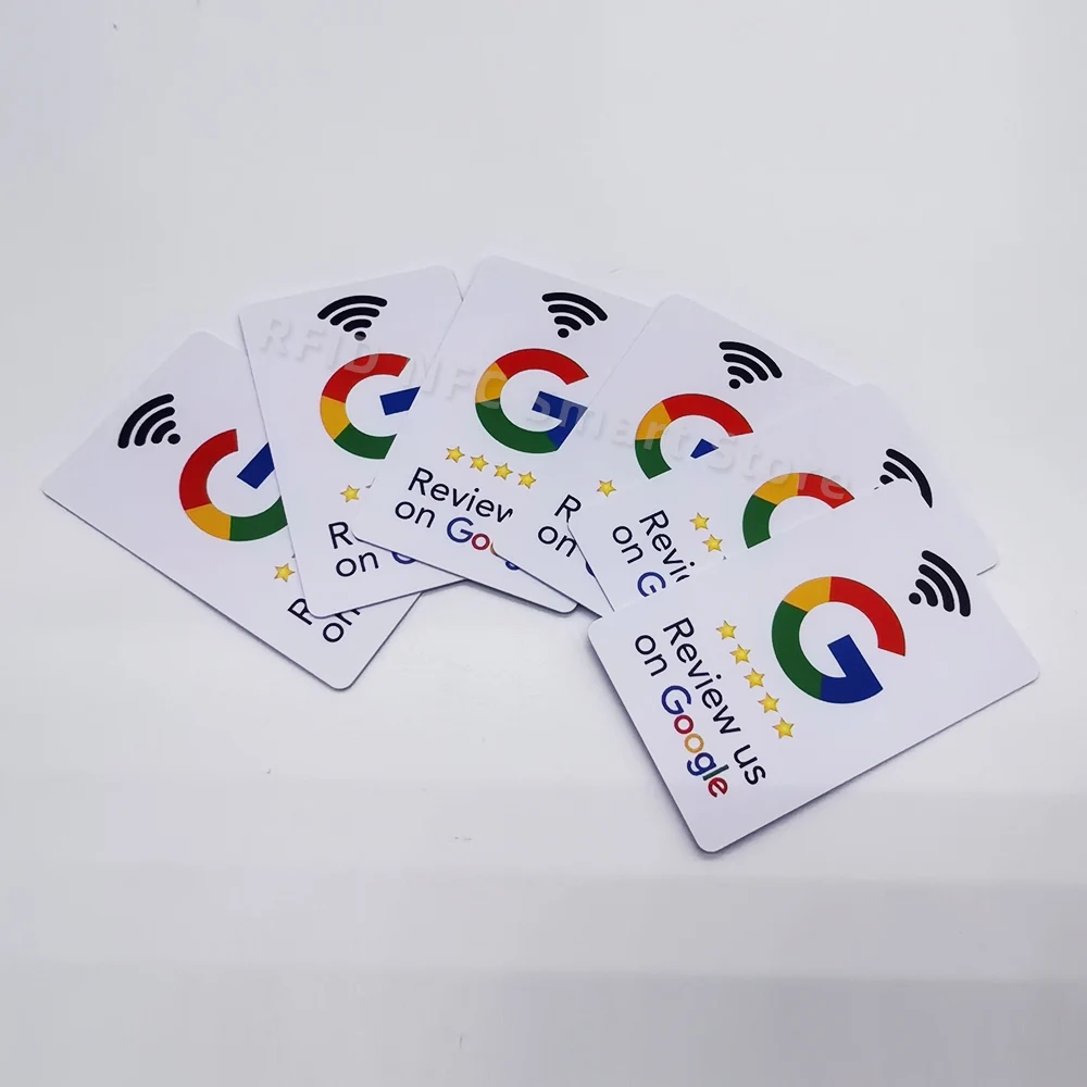 구글 검토 NFC 카드, PVC 소재 표준 카드 크기, 구글 탭, 검토 카드 증가