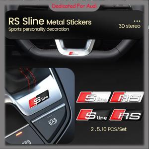 3D 알루미늄 SLINE RS 배지 자동차 핸들 스티커 Audi Sline S3 A3 A4 B8 8P 8V B6 A5 A6 C7 Q5 B9 용 자동 엠블럼 액세서리