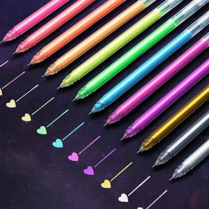 12 Pcs 대용량 바늘과 중립 펜 12 색 형광펜 DIY 그림, 블랙 카드 드로잉, 마킹, 낙서