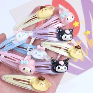 2Pcs Sanrio Girls 헤어 클립 Kawaii Mymelody Kuromi Cinnamoroll 머리핀 키즈 헤어 액세서리 선물