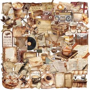 50PCS 빈티지 커피 편지 애완 동물 스티커 미적 장식 Scrapbooking 편지지 DIY 핸드 회계 용품 어린이위한