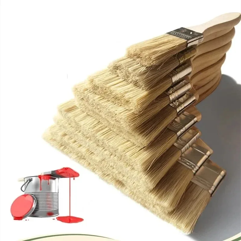5pcs 페인트 브러시 나무 손잡이 바베큐 브러시 벽 및 가구 페인트 도구 세트에 대 한 1/2/4/5/6 인치 부드러운 머리 그림 브러쉬