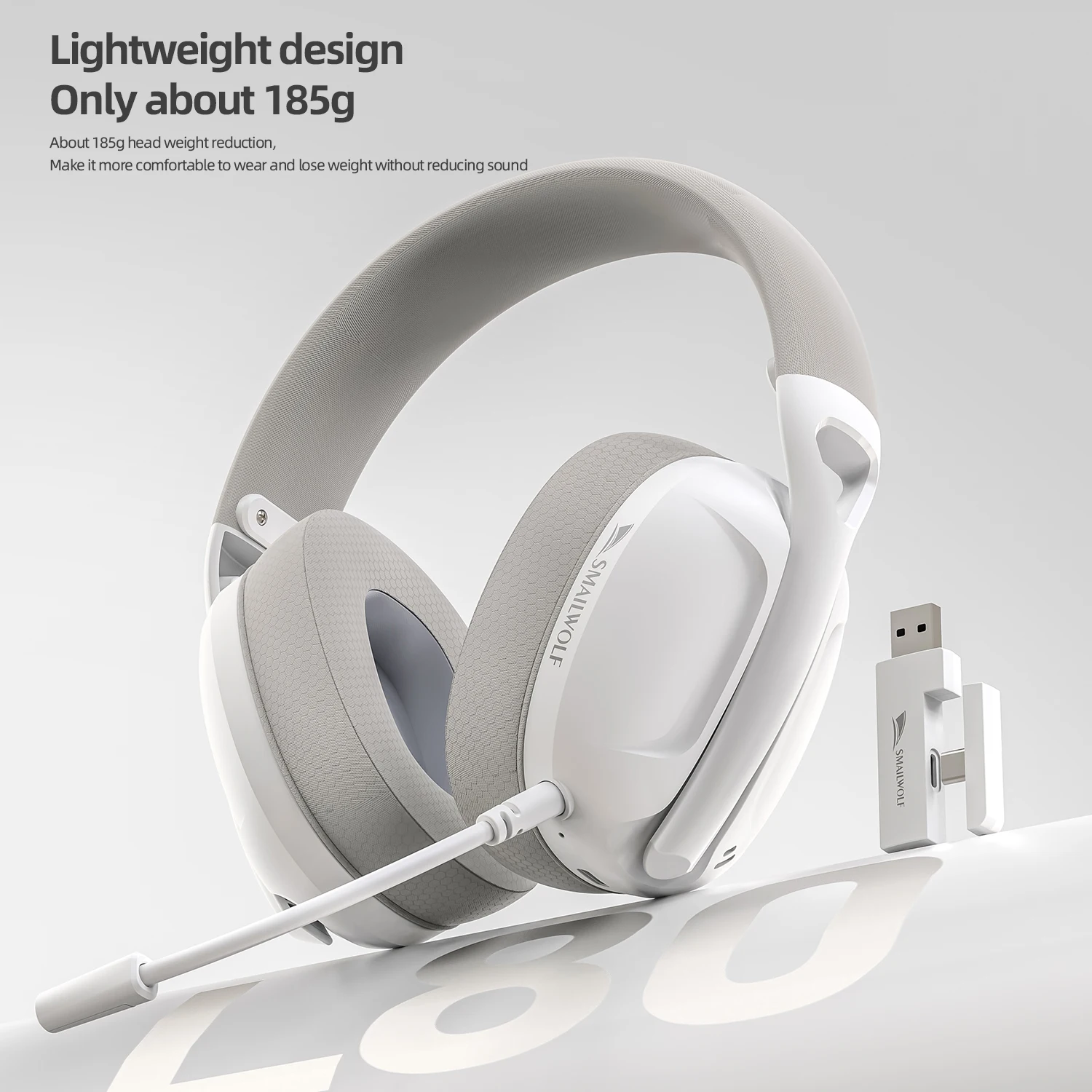 SmailWolf-L80 Bluetooth 무선 3모드 헤드폰 헤드셋 경량 헤드셋 2.4G 게임용 헤드셋 스포츠 베이스