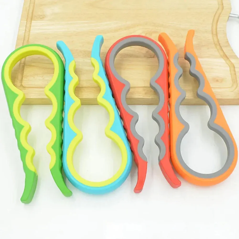 1PCS 병따개 4-in-1 다기능 스크류 캡 병뚜껑 오프너 수동 도구 캔따개 병뚜껑 그립 렌치 주방용품