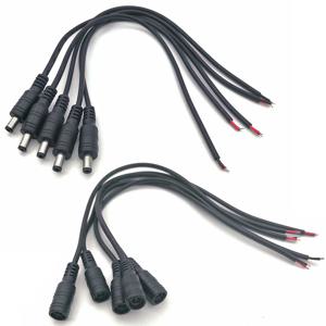 5Pcs 블랙 5.5x2.1mm DC 플러그 잭 커넥터 케이블 피그 테일 12V 남성 여성 5.5*2.1 DC 어댑터 5050 3528 LED 스트립 빛