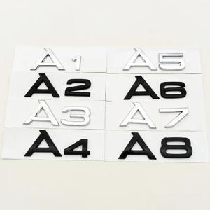 3D ABS 크롬 블랙 로고 A1 A2 A3 A4 A5 A6 A7 A8 엠블럼 자동차 뒷 트렁크 배지 스티커 데칼 for Audi 자동 장식 액세서리