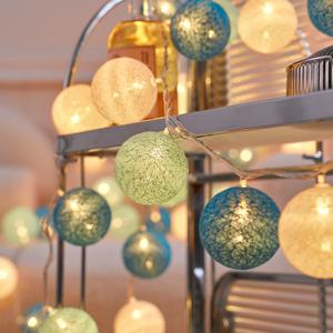 10/20 LED 코 튼 볼 화환 요정 조명 문자열 배터리 전원 크리스마스 야외 Navidad 정원 침실 웨딩 장식