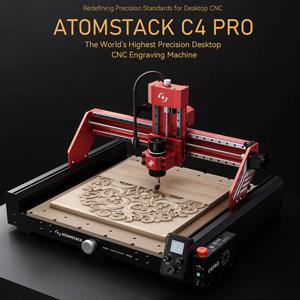 아톰스택 C4 PRO CNC 라우터 키트 3축 플라스틱 아크릴 PCB PVC 목재 3D 조각 밀링 조각기 오프라인 제어 40*40cm