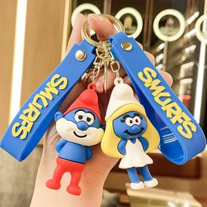 Minso Creative Smurf 키체인 펜던트, 자동차 키체인 펜던트, 절묘한 학교 가방 장식, 작은 선물