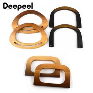 Deepeel 천연 나무 핸드백 손잡이, D-링 프레임 손잡이, 지갑 우븐 가방, DIY 수하물 공예 액세서리, 12-18cm, 2 개, 4 개