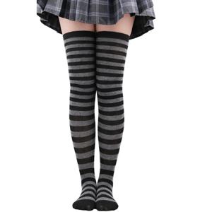 허벅지 높은 스타킹 여자 줄무늬 숙녀 여자 블랙 화이트 핑크 긴 위의 무릎 양말 femboy 코스프레 로리타 하라주쿠 Y2k