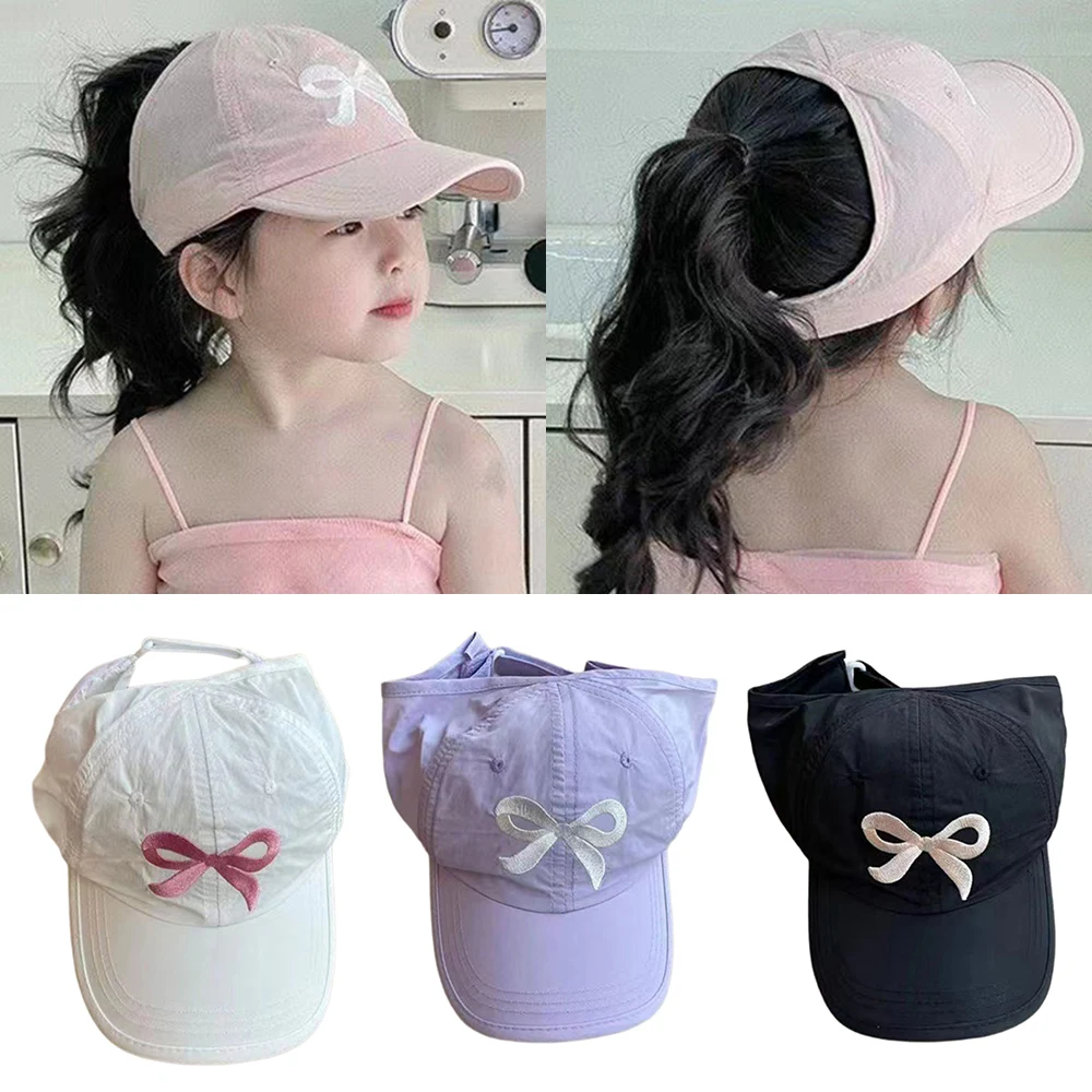 ? 어린이 포니테일 야구 모자, 캔디 컬러, 빠른 건조, 조절 가능한 바이저 캡, 소년 소녀, 여름 UV 보호 모자, 어린이 피크 캡