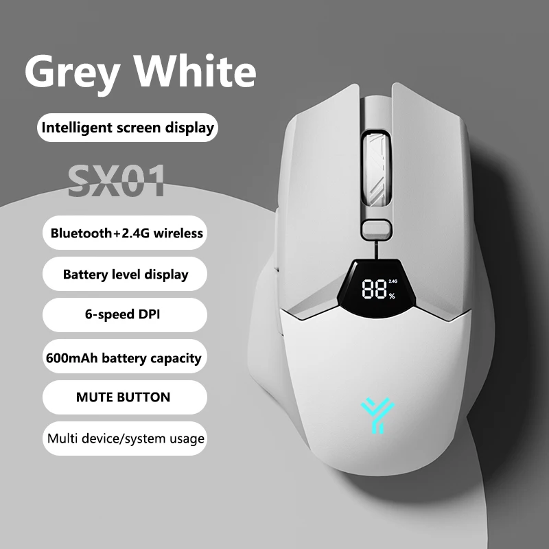 Warvank SX01 Bluetooth 무선 마우스 스마트 스크린 배터리 레벨 디스플레이 자동 사무실 마우스 600mAh 충전식 게임용 마우스